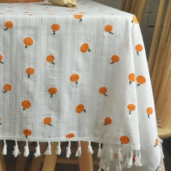 Orange Cotton Tableclothfarmhouse Cotton Fabriclovely | Etsy