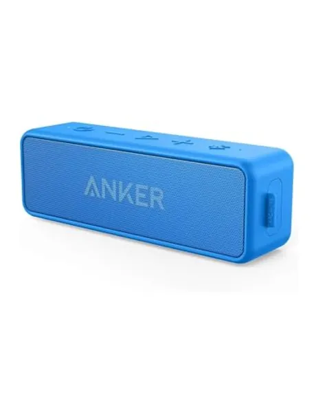 Anker Soundcore 2 12W Portable, Wireless Bluetooth Speaker with Better Bass, 24-Hour Playtime, 66ft Bluetooth Range, IPX7 Water Resistance, Built-in Mic, Ideal for Shower, Travel, Party, Beach - Blue