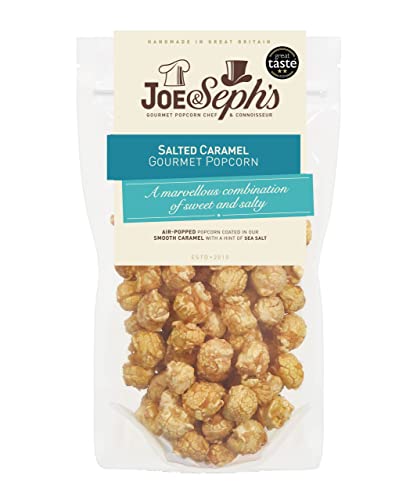 Joe & Sephs Salted Caramel Popcorn (1 x 80g) | Gourmet Air-Popped Popcorn, 2 Stars-Great Taste Award Winner in 2020, Handmade in UK All Natural Ingredients - Salted Caramel - 75 g (Pack of 1)