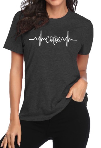 Fawniss Women Shirt Funny Coffee Letter Print Graphic Shirt Casual Vacation Short Sleeve