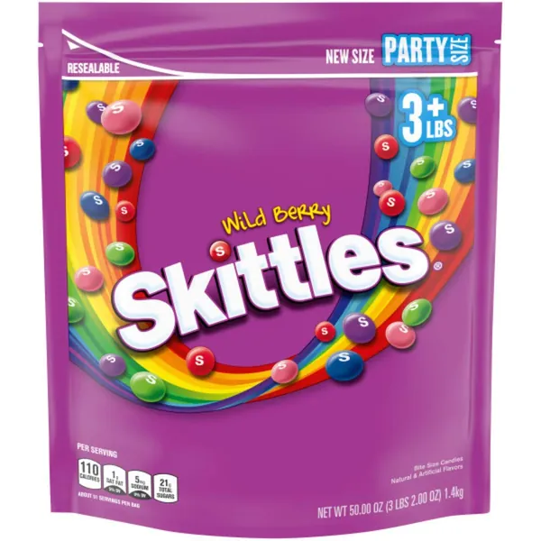 SKITTLES Wild Berry Fruity Candy 50-Ounce Party Size Pouch - Wild Berry