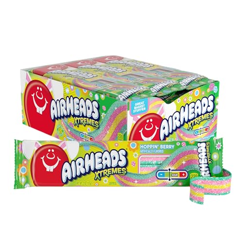 Airheads Xtremes, Sweetly Sour Spring Edition Hoppin Berry Flavored Candy Belts, Easter Baskets, 2oz (Pack of 18)