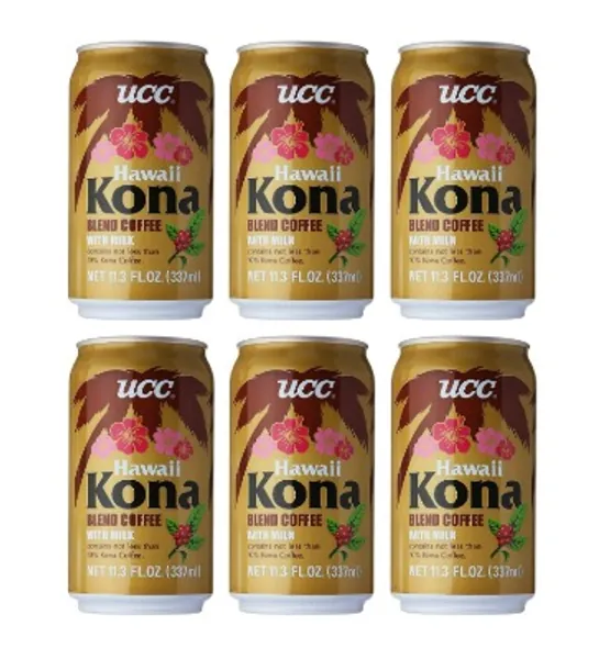 UCC Canned Coffee Blend with Milk Drink 6 Pack (Hawaii Kona Blend Coffee with Milk)
