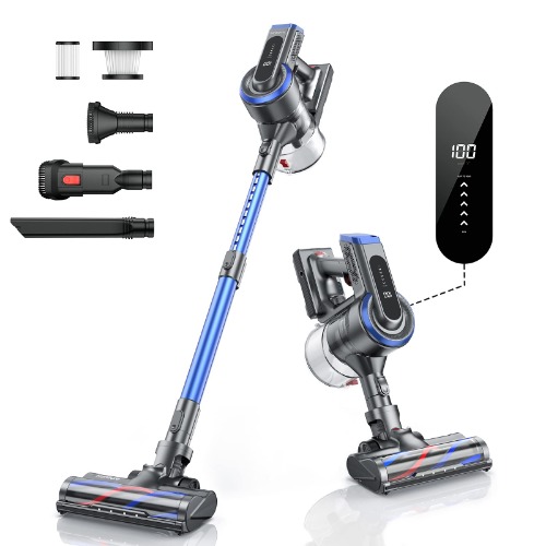 Large Screen LED Touch Panel: Cordless Vacuum Cleaner, 400W/33KPA, Brushless Motor, 18-55 Minutes Usage Time, Cyclone Cleaner, Wireless Vacuum Cleaner, 0.4 gal (1.2 L) One-Touch Trash Disposal Box, Stick Vacuum Cleaner, Cordless Cleaner, Multi-functional Vacuum Cleaner Compatible with Cleaning Floor, Sofa, Furniture, etc