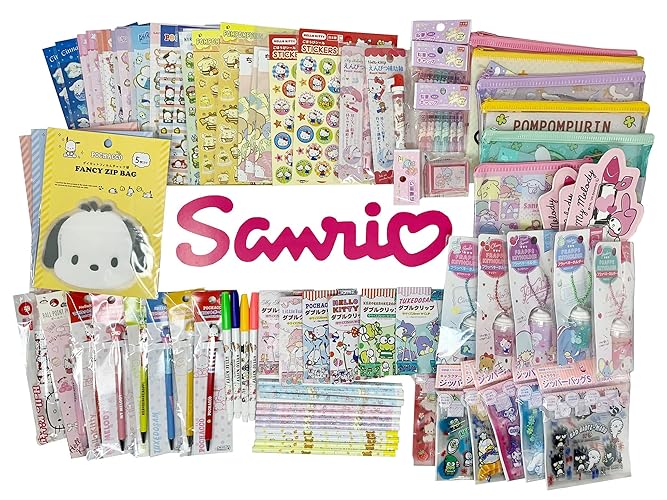 SANRIO Characters Wonderful 12-pc Stationery and Accessory Assorted Set Bundle Fusion Kawaii Exclusive Offer