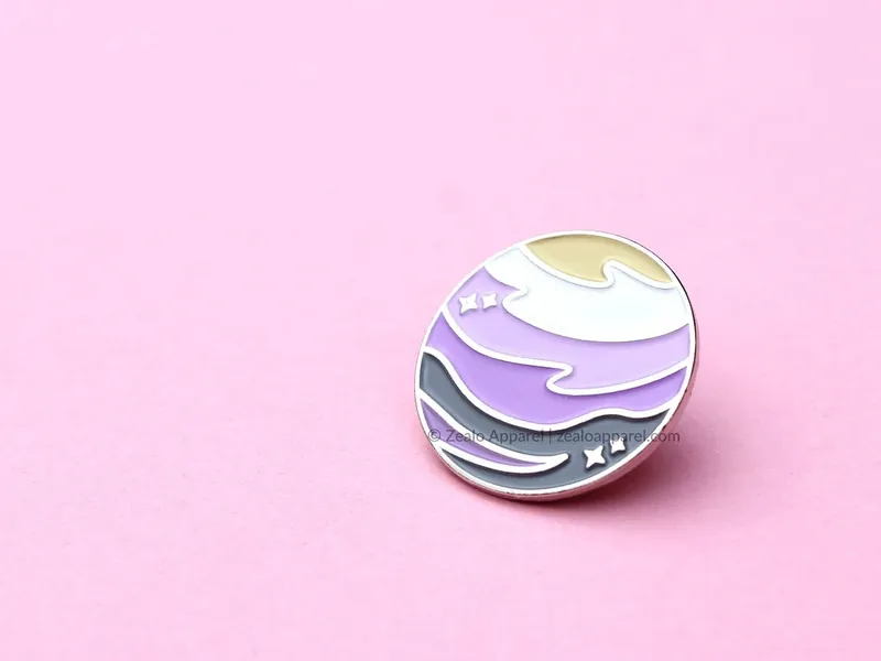 Pastel NonBinary Planet Enamel Pin | non binary pins enby gifts lgbtq they them gender queer subtle pride lgbt discreet nb couple science
