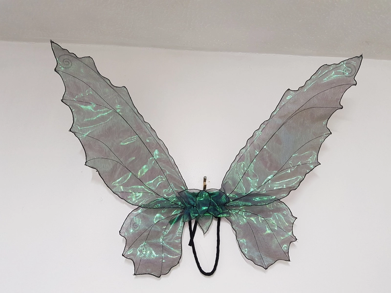 Large Adult Gothic Fairy Wings, Black and Iridescent