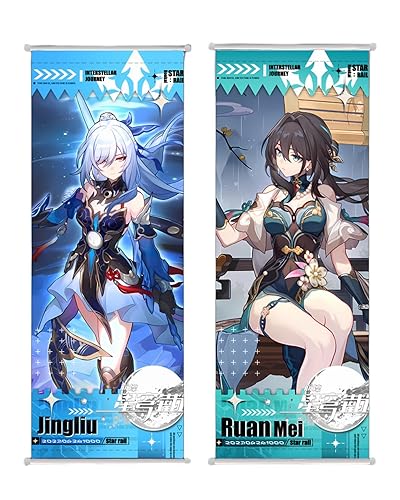 Hilichurl Jingliu Ruan Mei Poster Star Rail Hanging Painting Scroll Cartoon Comic Ornament Painting Scrolls Hanging Art Wall Decor - Jingliu Ruan Mei - Honkai Star Rail Poster