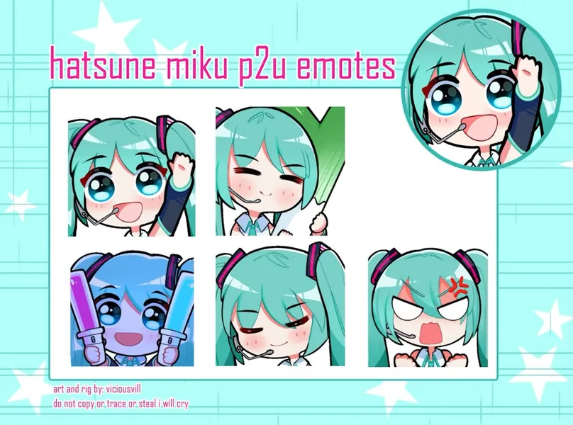 Animated Hatsune Miku Emotes for Twitch and Discord