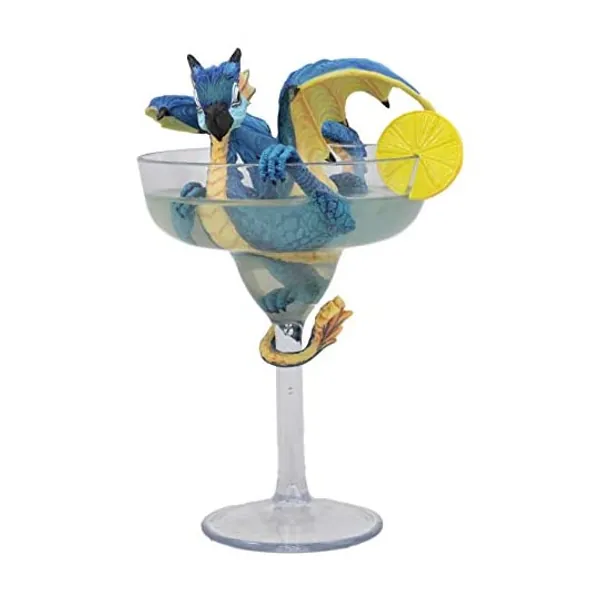 Ebros Drunken Beverage Spirit Drinks and Dragons Statue 7.75" Tall Medieval Renaissance Fantasy Decor Figurine (Margarita Scarlet Macaw Parrot Wyrmling Dragon)