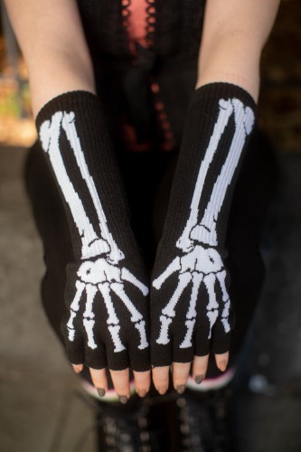 Skeleton Fingerless Gloves |