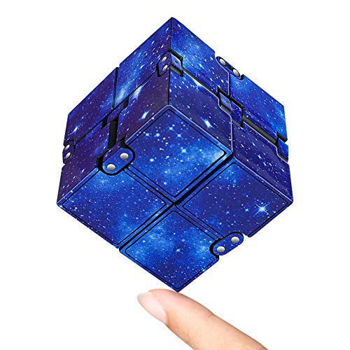 Infinity Cube Fidget Toy Stress Relief for Adults and Kids , Fidget Toy Cute Puzzle Flip Cube for Anxiety Relief and Killing Time… (Galaxy Blue) - Galaxy Blue