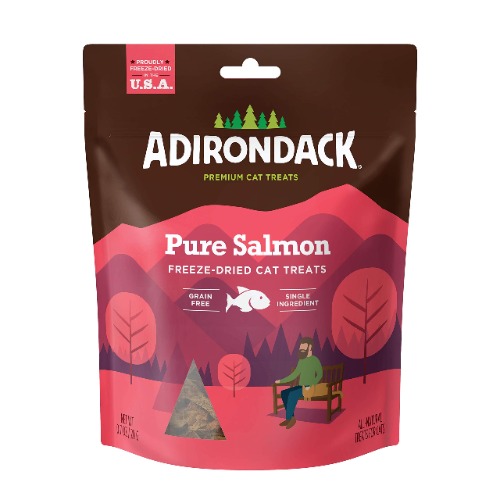 Adirondack Grain Free Cat Treats Made in USA Only (Single Ingredient, Freeze Dried Cat Treats), Resealable Bag to Preserve Freshness, 2 Flavor Varieties - Pure Salmon - 0.7 oz.