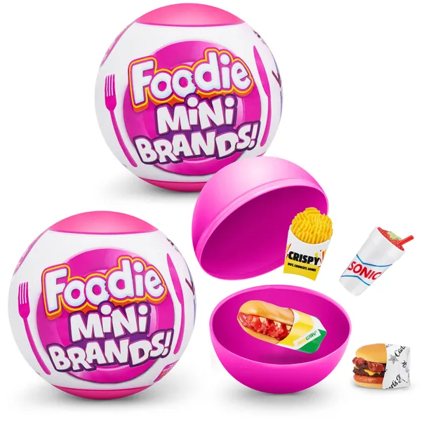 5 Surprise Foodie Mini Brands (2 Pack) by ZURU, Mystery Capsule Real Miniature Brands Collectable Toy, Collectibles, Fast Food Toys and Shopping Accessories - 
