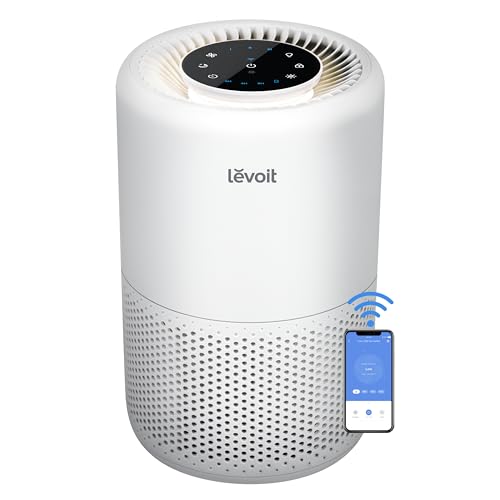 LEVOIT Air Purifier for Home Bedroom, Smart WiFi Alexa Control, Covers up to 916 Sq.Foot, 3 in 1 Filter for Allergies, Pollutants, Smoke, Dust, 24dB Quiet for Bedroom, Core200S/Core 200S-P, White - Cream White - WIFI enabled Purifier