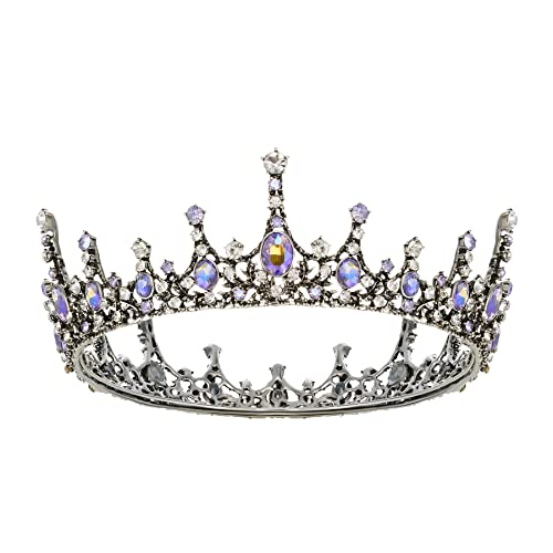 SWEETV Queen Crown for Women - Baroque Wedding Tiaras and Crowns, Jeweled Costume Tiara Princess Crown, Purple Prom Birthday Party Halloween Hair Accessories, Lavender - Lavender
