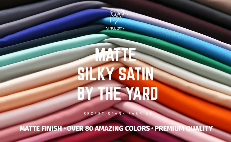 Silk satin fabric by the yard 90+ colours, "Icon" silky satin for lining for dresses, ivory white blush dusty blue wine black satin fabric