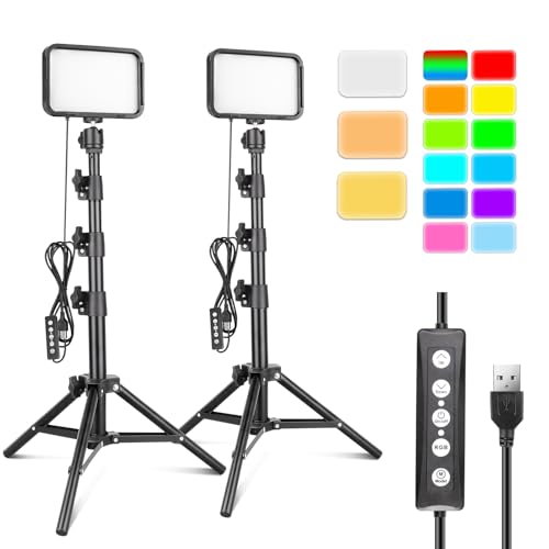 Torjim RGB Photography Video Lighting,Studio Lights with Adjustable Tripod Stand - 16 Color Lighting for Video Recording/YouTube/TikTok/Live Streaming/Make up/Vlogging - 16 Colors