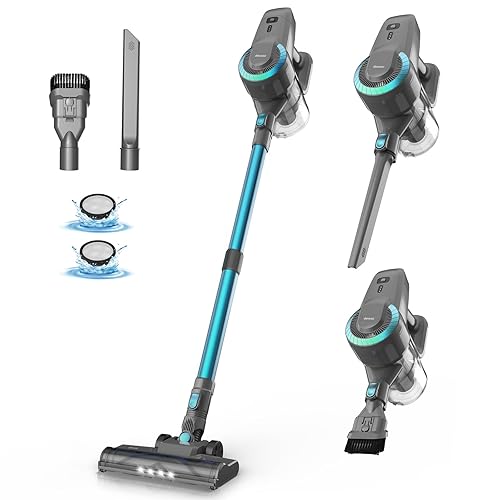 DEVOAC N300 Cordless Vacuum Cleaner, 6 in 1 Lightweight Stick Vacuum, 2200mAh Battery Up to 40mins Runtime, Powerful Handheld Vacuum for Hard Floor Rug Pet Hair Home Dorm (Waterfall) - Waterfall