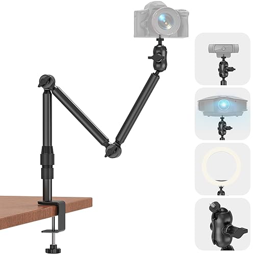 Overhead Camera Mount for Desk, 30.9" Webcam Stand with 1/4" Screws, 360° Adjustable Tabletop C-Clamp Stand for DSLR, Webcam, Digital Cameras, Mini Projector,Microphone