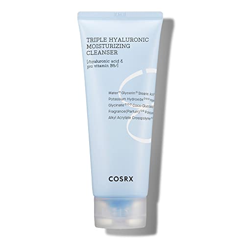 COSRX Hydrium Triple Hyaluronic Moisturizing Cleanser 5.07 fl.oz / 150ml | Daily Cleanser for Dry Skin with Hyaluronic Acid & Vitamin B | Animal Testing Free, Paraben Free, Korean Skincare - Hyaluronic Ac id Cleanser
