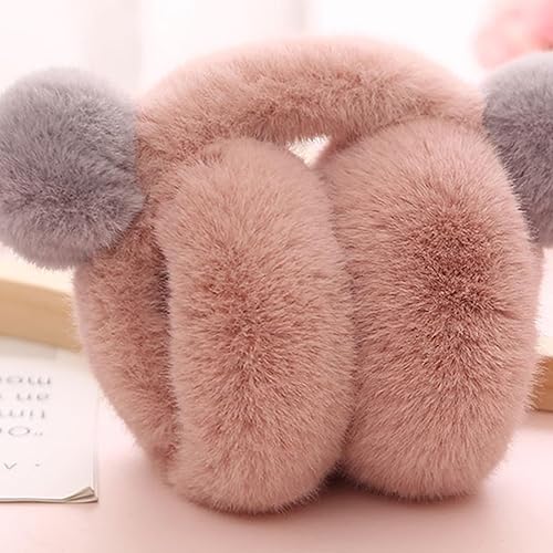 Women's Winter Warm Cat Ear Muffs Cute Catear Earmuff For Girls Fluffy Women Womens Headband Faux Fur Outdoor Earmuffs - Ball Skin Powder
