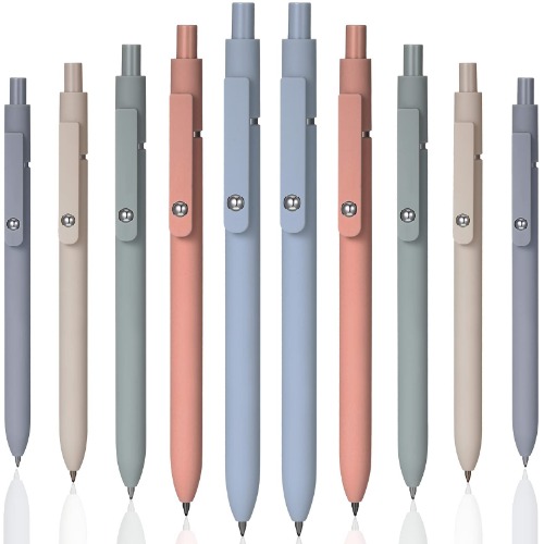 Gel Ink Pens Quick Dry Ink Pens Retractable Ink Pens Bulk Rolling Ball Gel Ink Pens Fine Point Smooth Writing Pens 0.5 mm for School Office Home, Black Refill, 5 Colors (10 Pieces)