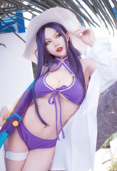 LOL League of Legends Policewoman Caitlyn Swimwear Cosplay Costume Pool Party