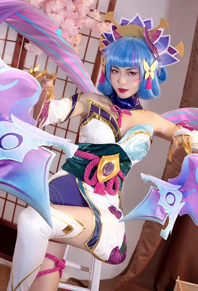 Spirit Blossom Evelynn Cosplay Costume Dress Set with Head Accessory
