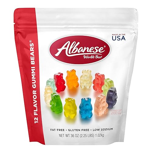Albanese World's Best 12 Flavor Gummi Bears, 36oz Bag of Candy, Soft & Chewy Candy Snacks, Fruity Flavor Assortment - 12 Flavor Bears - 2.25 Pound (Pack of 1)