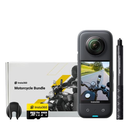 Insta360 X3 Motorcycle Kit (New Version) - Waterproof 360 Action Camera with 1/2" 48MP Sensors, 5.7K 360 Active HDR Video, 72MP 360 Photo, 4K Single-Lens, 60fps Me Mode, Stabilization - Motorcycle Kit