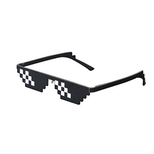 Best-Bag Cool Thug Life Glasses Black 8 Bit Pixel Funny Sunglasses Amusement Unisex Eyeglasses Photo Props Sunglasses (S) - S