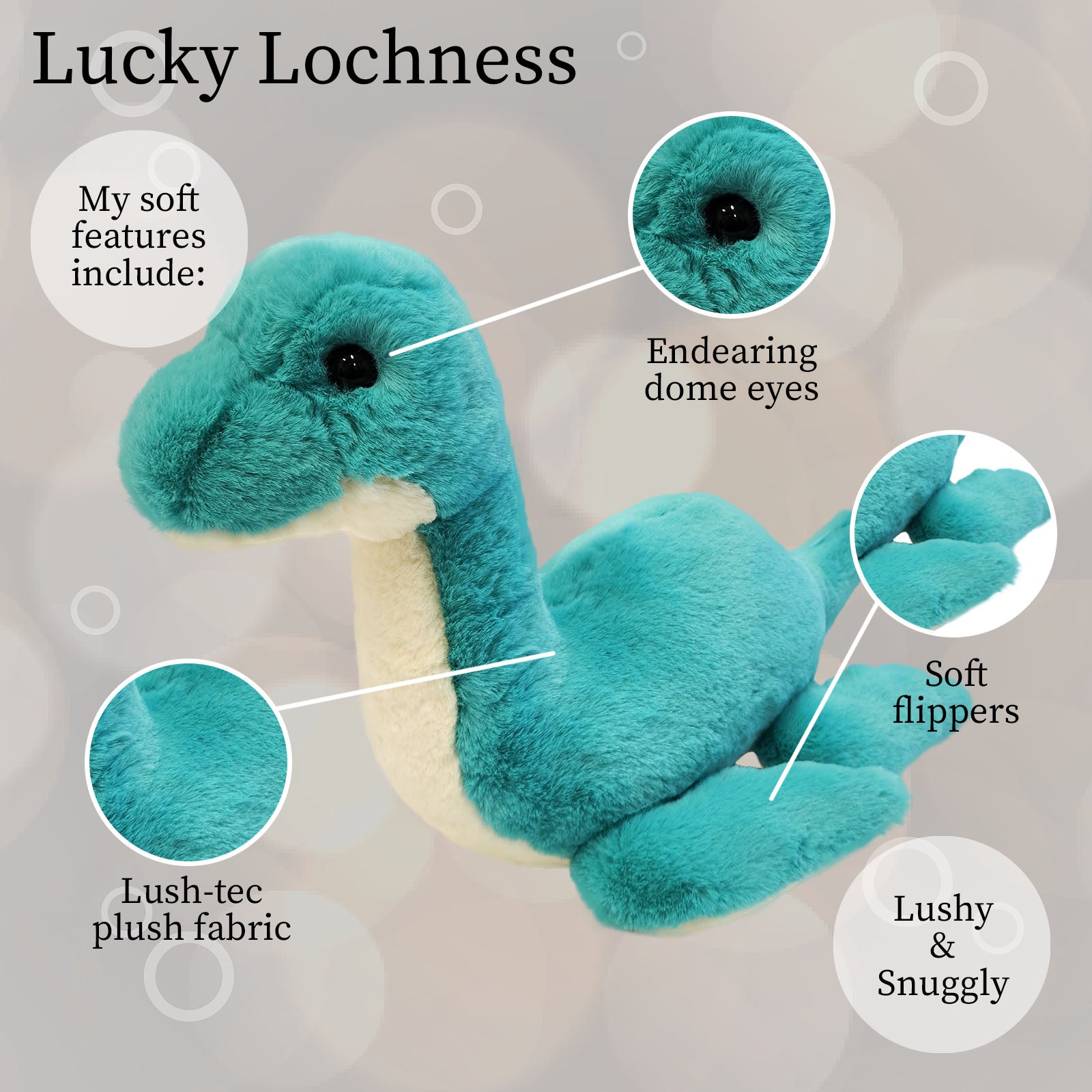 World's Softest Plush - Large Lushee - Lucky Teal Lochness Lushee 16 inches