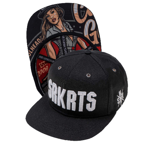 SOURKRAUTS Baseball Cap Herren & Damen mit 3D Stickerei SRKRTS – Snapback Kappe in Schwarz