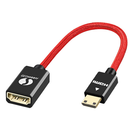 ANNNWZZD Mini HDMI Adapter,Mini HDMI stecker auf HDMI Buchse Kabel unterstützt HDMI 2.0, 3D, 4K, ARC für Digitalkamera, SLR Camera, Grafikkarte, Tablet - Mini HDMI auf HDMI