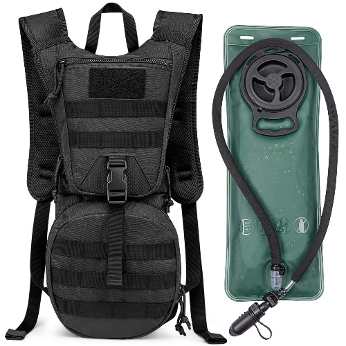G4Free Militär Trinkrucksack Rucksäck mit 3L Verbesserter Blase Trinkblasen Wanderrucksäcke für Wandern Radfahren Laufen Ausflug und Klettern - Schwarz