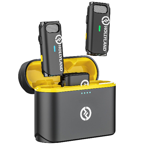 Hollyland Lark M1 Wireless Lavalier Mikrofon aktive Geräuschunterdrückung 200m Reichweite, 8H Akkulaufzeit, Ultra-Mini tragbares, kabellos Ansteckmikrofon für DSLR Kamera iPhone Android PC (Schwarz) - Duo Schwarz