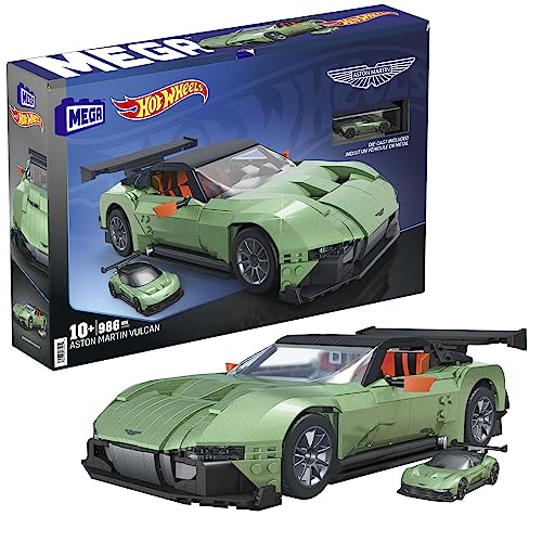 MEGA Hot Wheels Aston Martin Vulcan - Großes Bauspielzeug im Maßstab 1:18 mit 986 Teilen für Fans und Sammler, Die-Cast-Modell für Erwachsene, HMY97