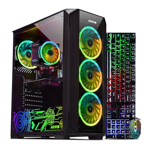 AQVIN ZForce Gaming PC Desktop Tower - Intel i7 3.40 GHz Processor, GeForce RTX 3050 8GB, 1TB SSD 32GB RAM DDR4 - Black, RGB Fans, WiFi Ready, Windows 10 Pro - (Renewed) - 32GB | 1TB SSD | RTX 3050 8GB