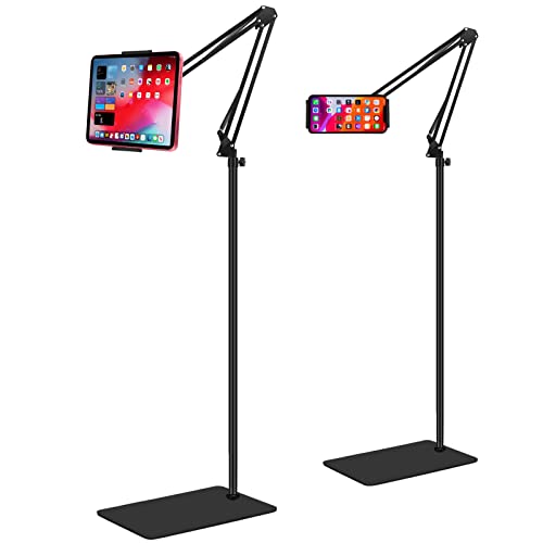 ASWINN Tablet Floor Stand, Adjustable Universal 360-degree Rotatable Metal Tablet Holder, Ipad Stand Floor for iPad/iPhoneX/iPad Pro or Other 4.5~12.9 Inches Devices (Black) - Black