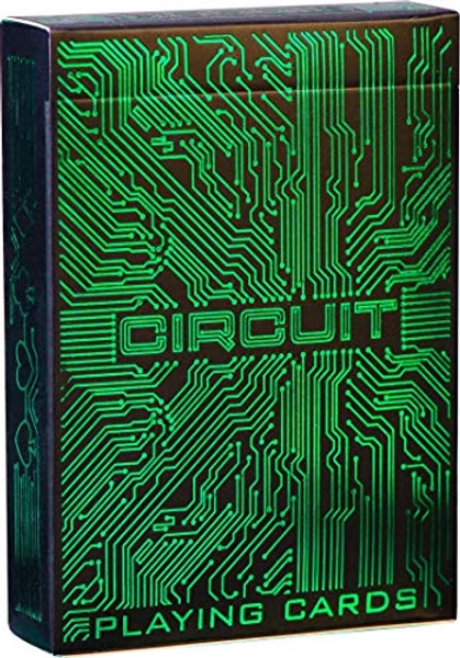 Circuit Neon Green Playing Cards with Free Card Game eBook, Creative Deck of Cards, Premium Card Deck, Cool Poker Cards, Unique Bright Colors for Kids & Adults, Computer Themed, Black Playing Cards