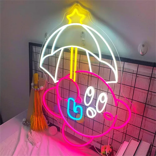 LGWSHOP Kirby Neon Signs,LED Night Light Sign Wall Art Sign Light Birthday Gift Wedding Party Wall-Mounted Neon Light (Size : 58 - 58*51cm