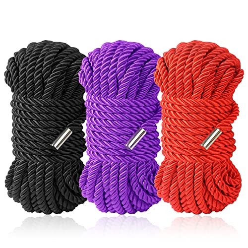 BAVIHOR Silk Rope, 32 Feet 8 mm Soft Rope Durable Multipurpose Long Satin Braided Twisted Rope (3 Colour) - 3 colour