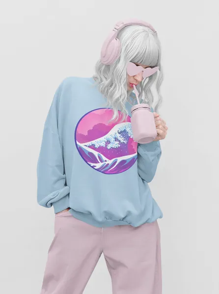 The great wave off kanagawa - Unisex vaporwave sweater, wave shirt, japan kanagawa, korean fashion, harajuku sweatshirt, vaporwave clothes