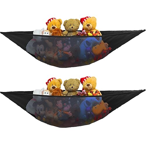 Simple Houseware 2 PK - Stuffed Animals Jumbo Toy Storage Hammock, Black - Black