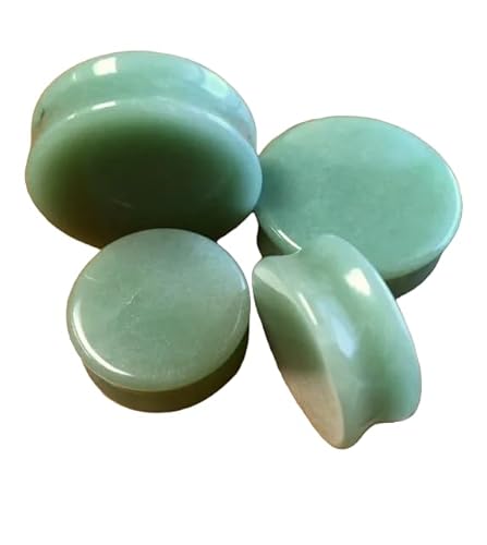 Lobal Domination PAIR of Jade Green Adventurine Organic Stone Plugs Gauges - up to 38mm available! - 1&1/2" (38mm)