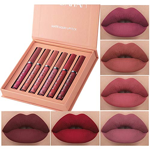 6Pcs Matte Liquid Lipstick Makeup Set, Matte liquid Long-Lasting Wear Non-Stick Cup Not Fade Waterproof Lip Gloss (Set A) - Set A