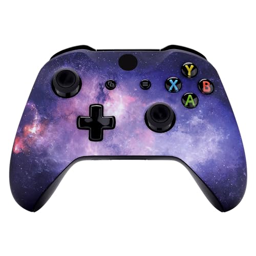 eXtremeRate Nebula Galaxy Pattened Soft Touch Front Housing Shell Faceplate Cover for Xbox One S & Xbox One X Controller Model 1708 - Controller NOT Included - Nebula Galaxy