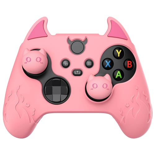PlayVital Halloween Cute Demon Silicone Cover for Xbox Series X/S Controller, Kawaii Anti-Slip Controller Skin Grip Protector for Xbox Core Wireless Controller with Thumb Grip Caps - Pink - Pink