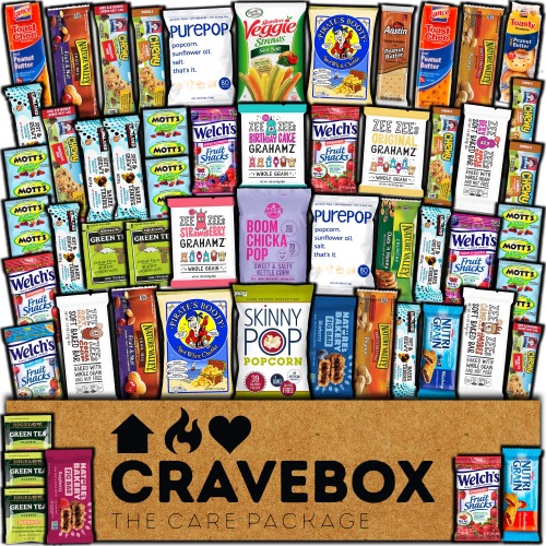 CRAVEBOX Easter Healthy Snack Box Variety Pack Care Package (55 Count) Treats Gift Basket Kids Teens Men Women Adults Health Food Nuts Fruit Nutrition Assortment Mix Sample College Students Office - 55ct